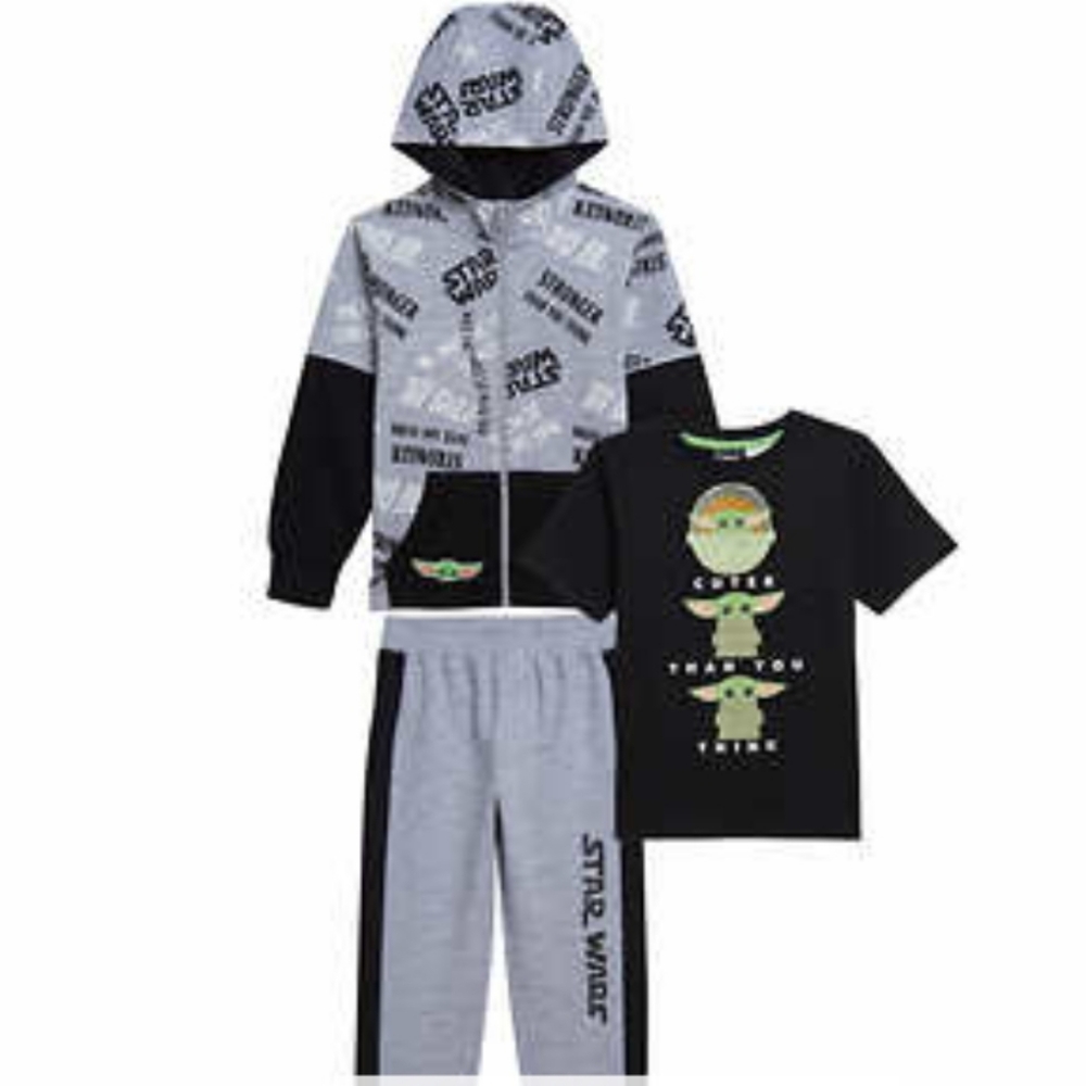 🆕️Disney Star Wars Mandilorian The Child 3pc T-Shirt, Hoodie Sweatshirt & Pants